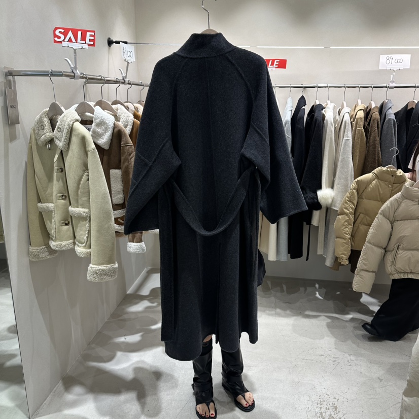Color B東大門直郵女士新品休閑時尚人氣中長款大衣含腰帶Color B中長款大衣