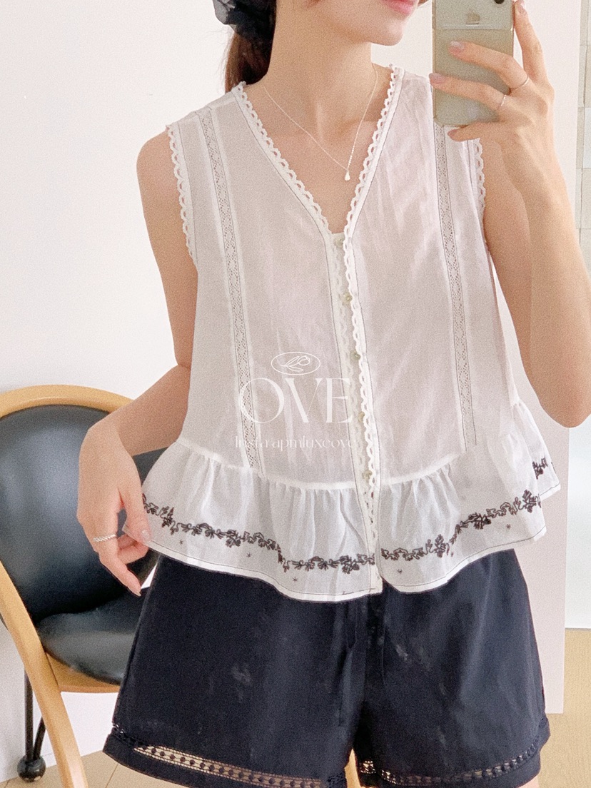 OVE東大門直郵女裝新款時尚推薦休閑真品人氣26夏季襯衫蕾絲衫OVE襯衫/蕾絲衫