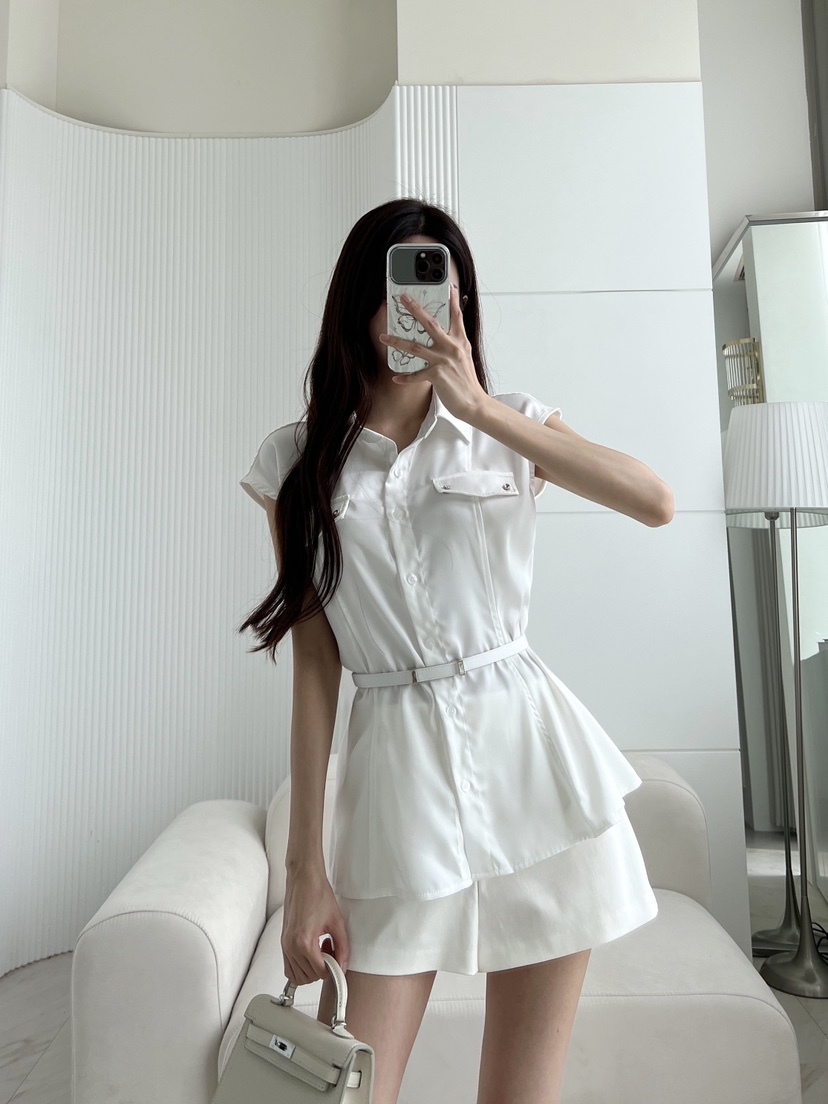 CLOTH東大門代購女裝新品時尚真品襯衫蕾絲衫含腰帶套裝緞面CLOTH襯衫/蕾絲衫圖色1