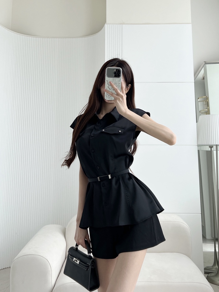 CLOTH東大門代購女裝新品時尚真品襯衫蕾絲衫含腰帶套裝緞面CLOTH襯衫/蕾絲衫圖色2