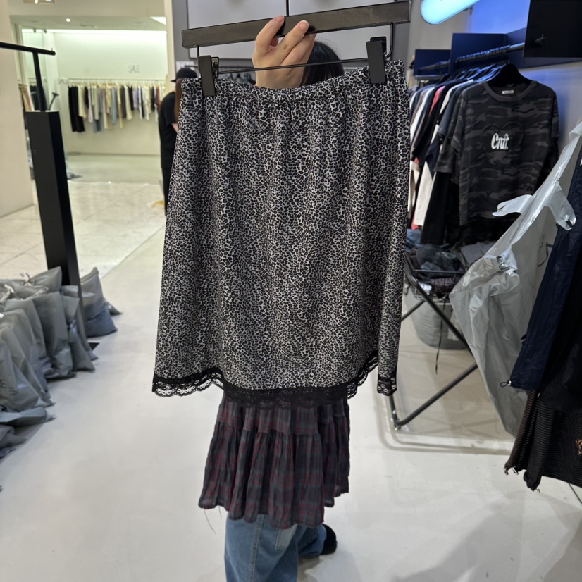 CREDITO東大門代購女士新品人氣休閑熱賣26夏季時尚短裙豹紋CREDITO短裙