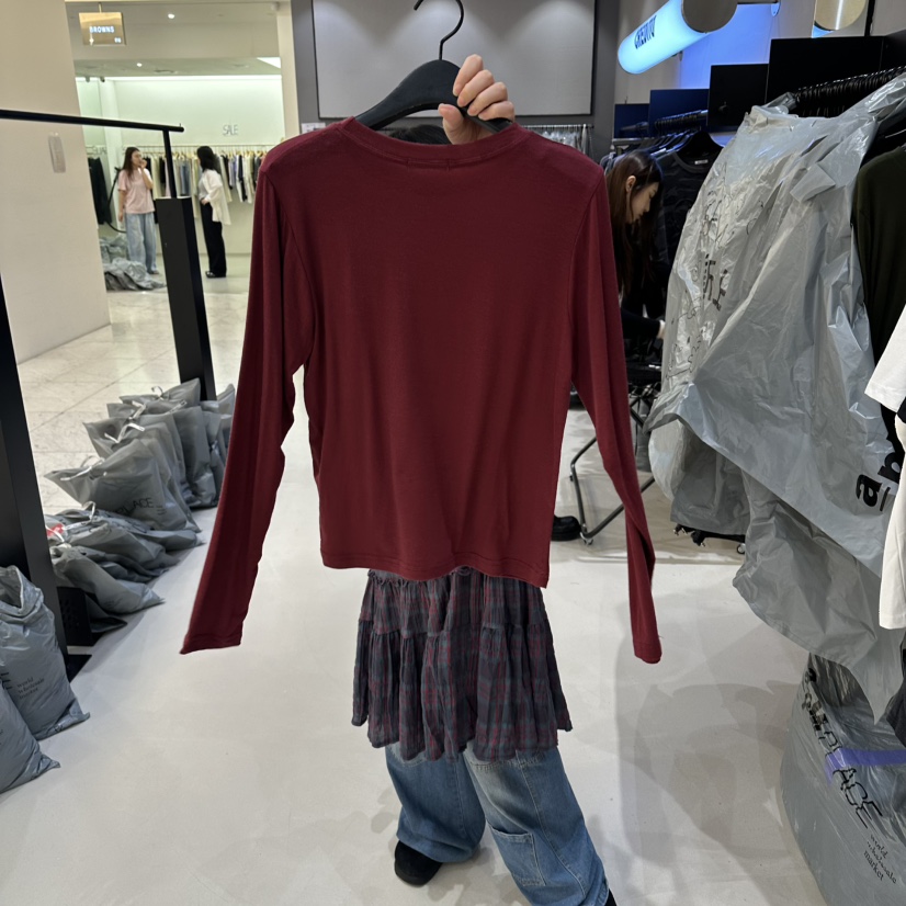 CREDITO韓國直郵女裝新品時尚休閑人氣26夏季熱賣長袖T恤CREDITO長袖T恤