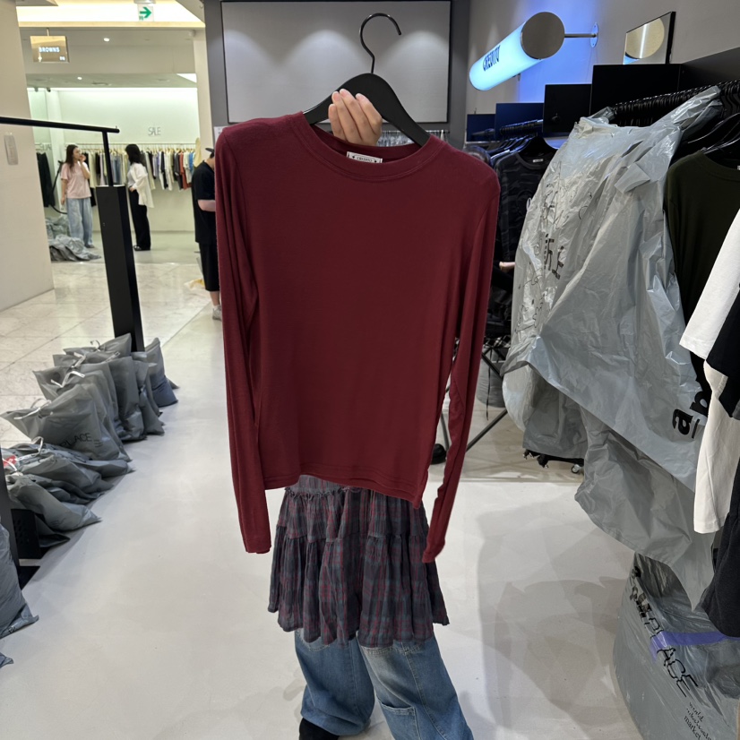 CREDITO韓國直郵女裝新品時尚休閑人氣26夏季熱賣長袖T恤CREDITO長袖T恤圖色1