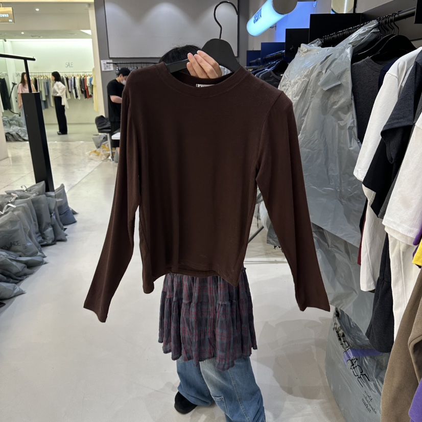 CREDITO韓國直郵女裝新品時尚休閑人氣26夏季熱賣長袖T恤CREDITO長袖T恤圖色4