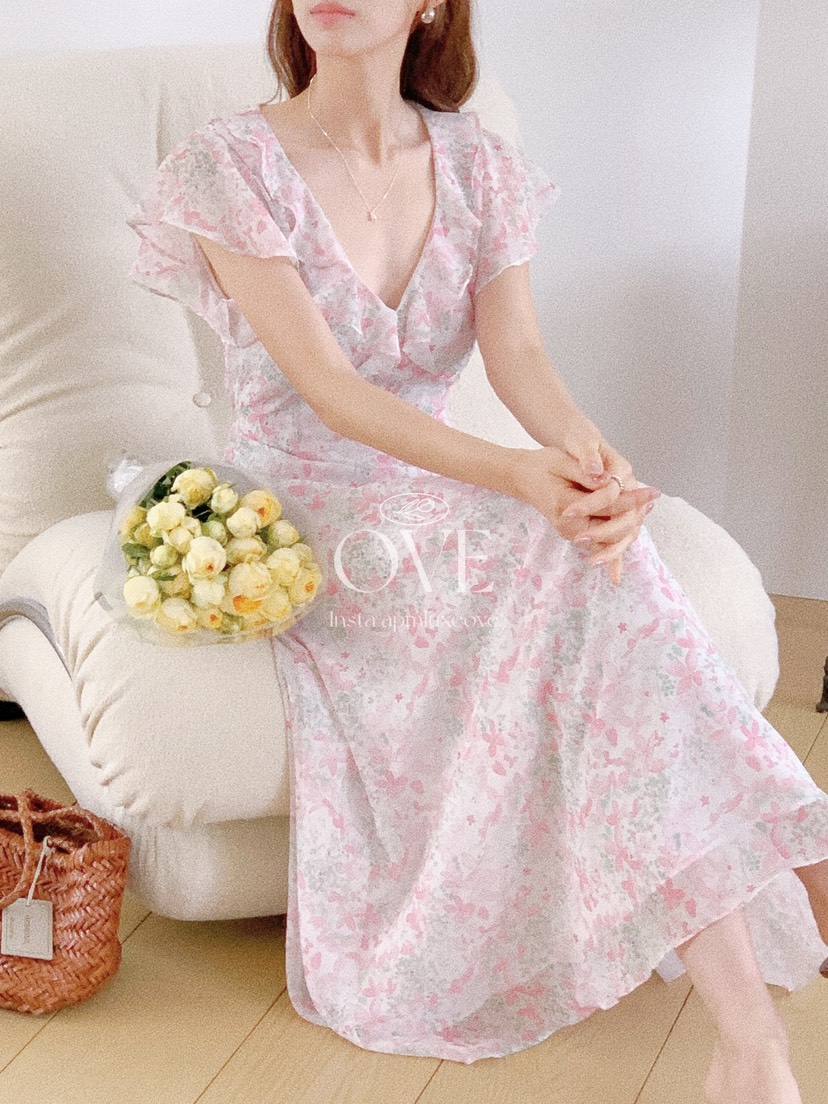 OVE韓國直郵女士新款推薦26夏季真品人氣時尚休閑連衣裙印花OVE連衣裙