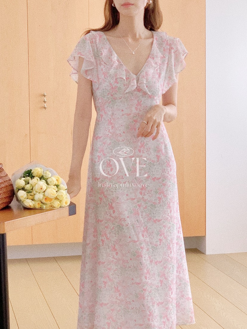 OVE韓國直郵女士新款推薦26夏季真品人氣時尚休閑連衣裙印花OVE連衣裙