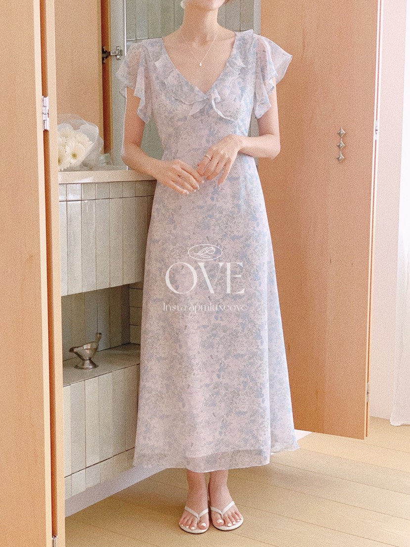 OVE韓國直郵女士新款推薦26夏季真品人氣時尚休閑連衣裙印花OVE連衣裙