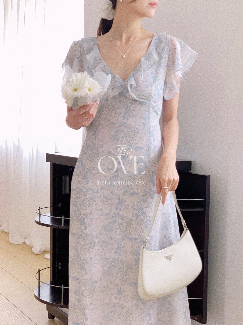 OVE韓國直郵女士新款推薦26夏季真品人氣時尚休閑連衣裙印花OVE連衣裙