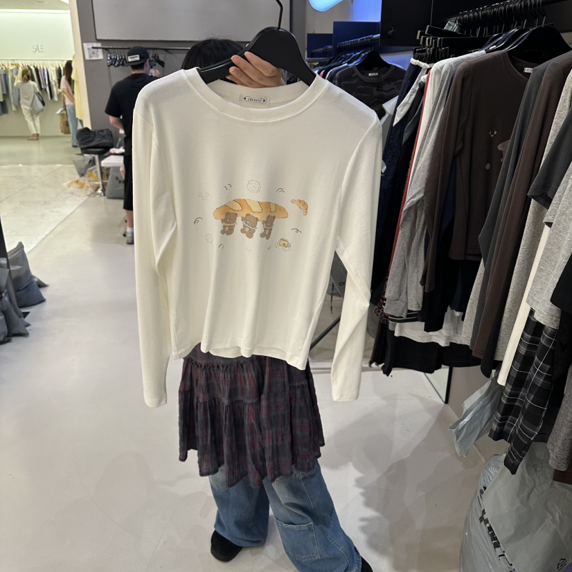 CREDITO東大門代購女裝新品時尚真品推薦26夏季人氣長袖T恤CREDITO長袖T恤圖色1