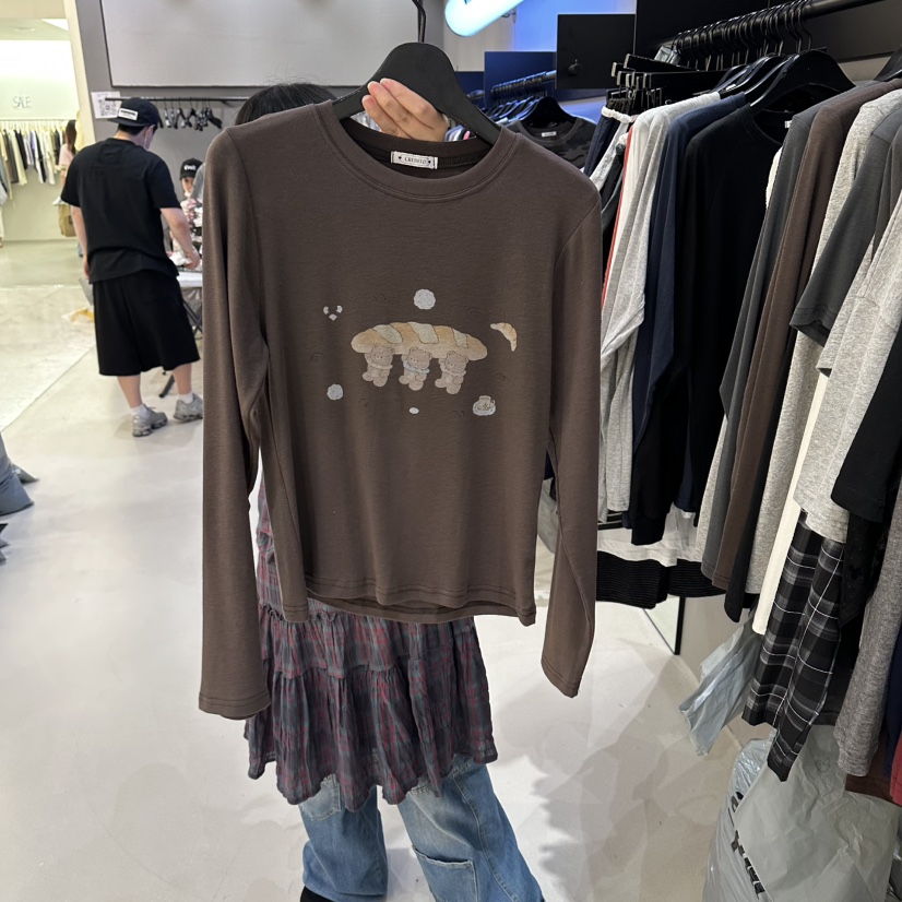 CREDITO東大門代購女裝新品時尚真品推薦26夏季人氣長袖T恤CREDITO長袖T恤圖色2