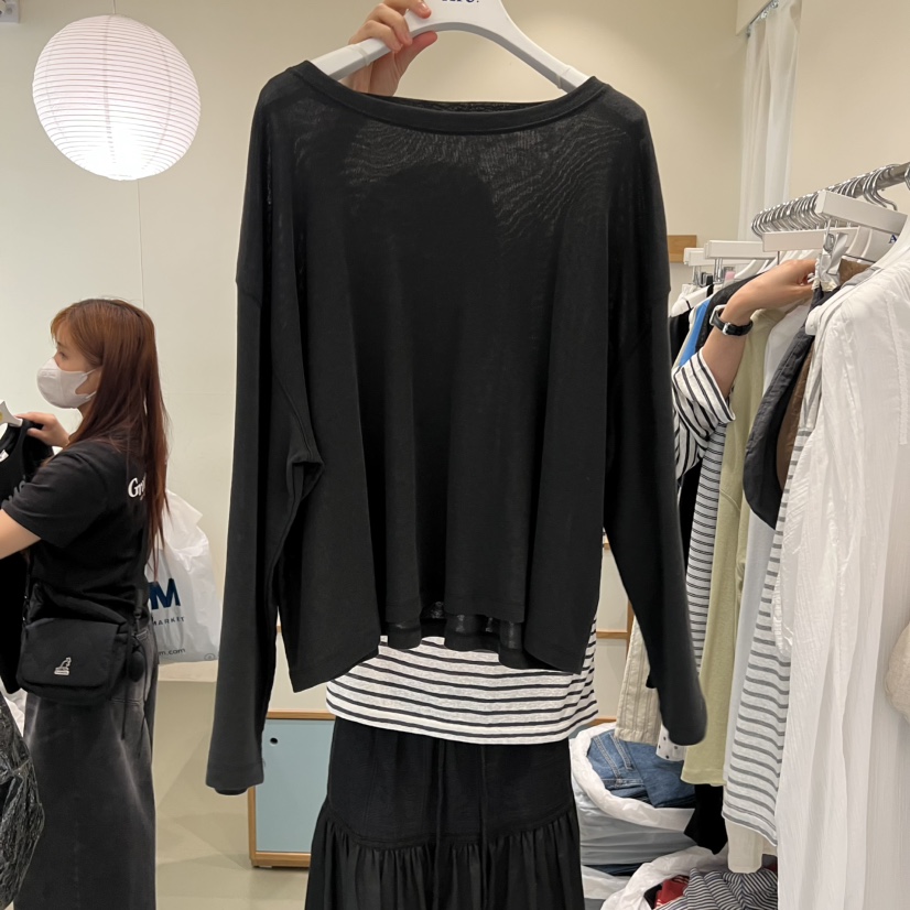 ARE韓國直郵女士新品時尚熱賣真品26夏季休閑長袖T恤船領ARE YOU/ARE長袖T恤圖色1