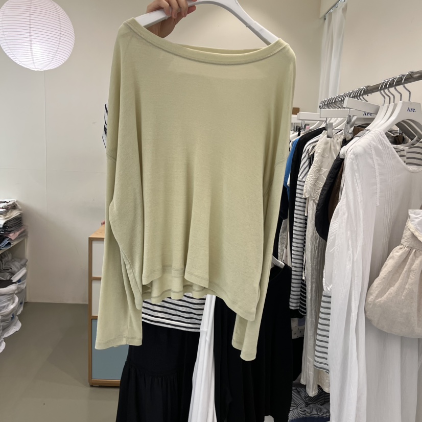 ARE韓國直郵女士新品時尚熱賣真品26夏季休閑長袖T恤船領ARE YOU/ARE長袖T恤圖色3