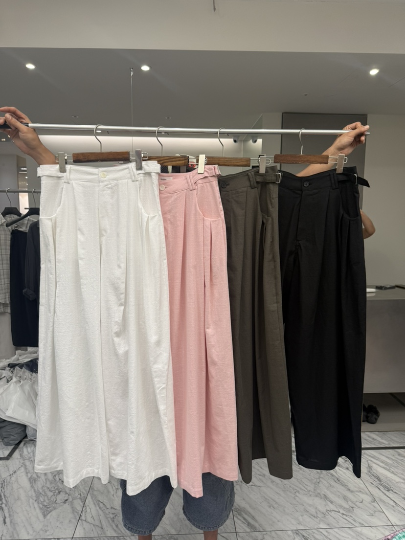 PAIRING韓國代購女士新品真品26夏季時尚休閑褲闊腿褲亞麻PAIRING休閑褲