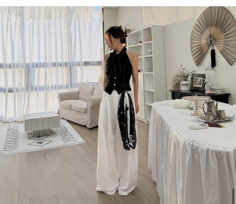 PAIRING韓國代購女士新品真品26夏季時尚休閑褲闊腿褲亞麻PAIRING休閑褲