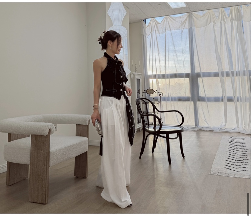 PAIRING韓國代購女士新品真品26夏季時尚休閑褲闊腿褲亞麻PAIRING休閑褲