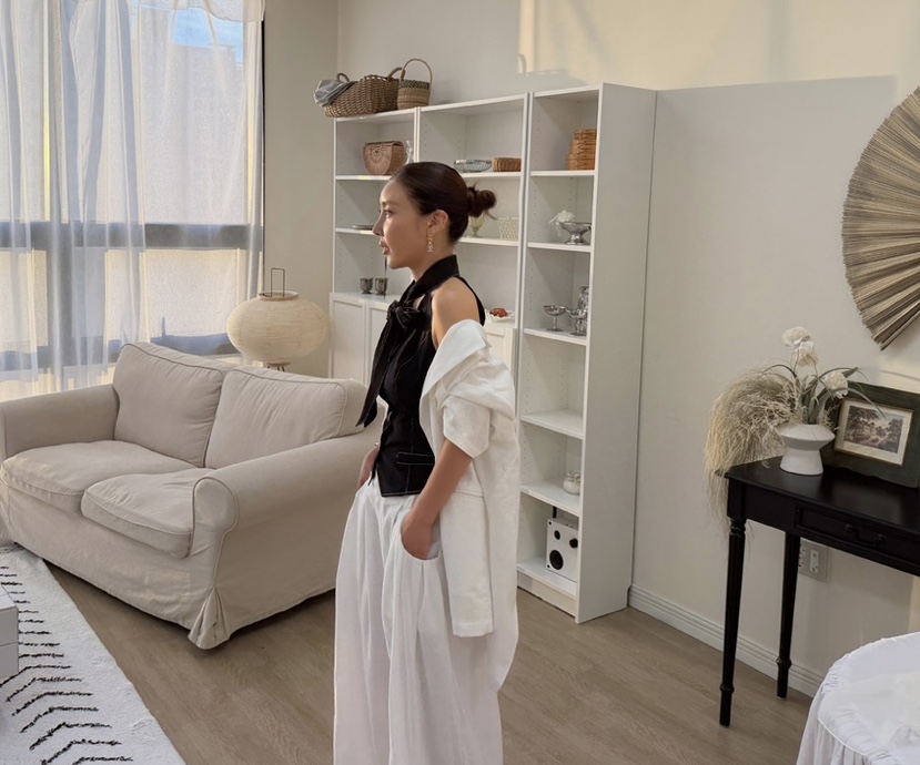 PAIRING韓國代購女士新品真品26夏季時尚休閑褲闊腿褲亞麻PAIRING休閑褲