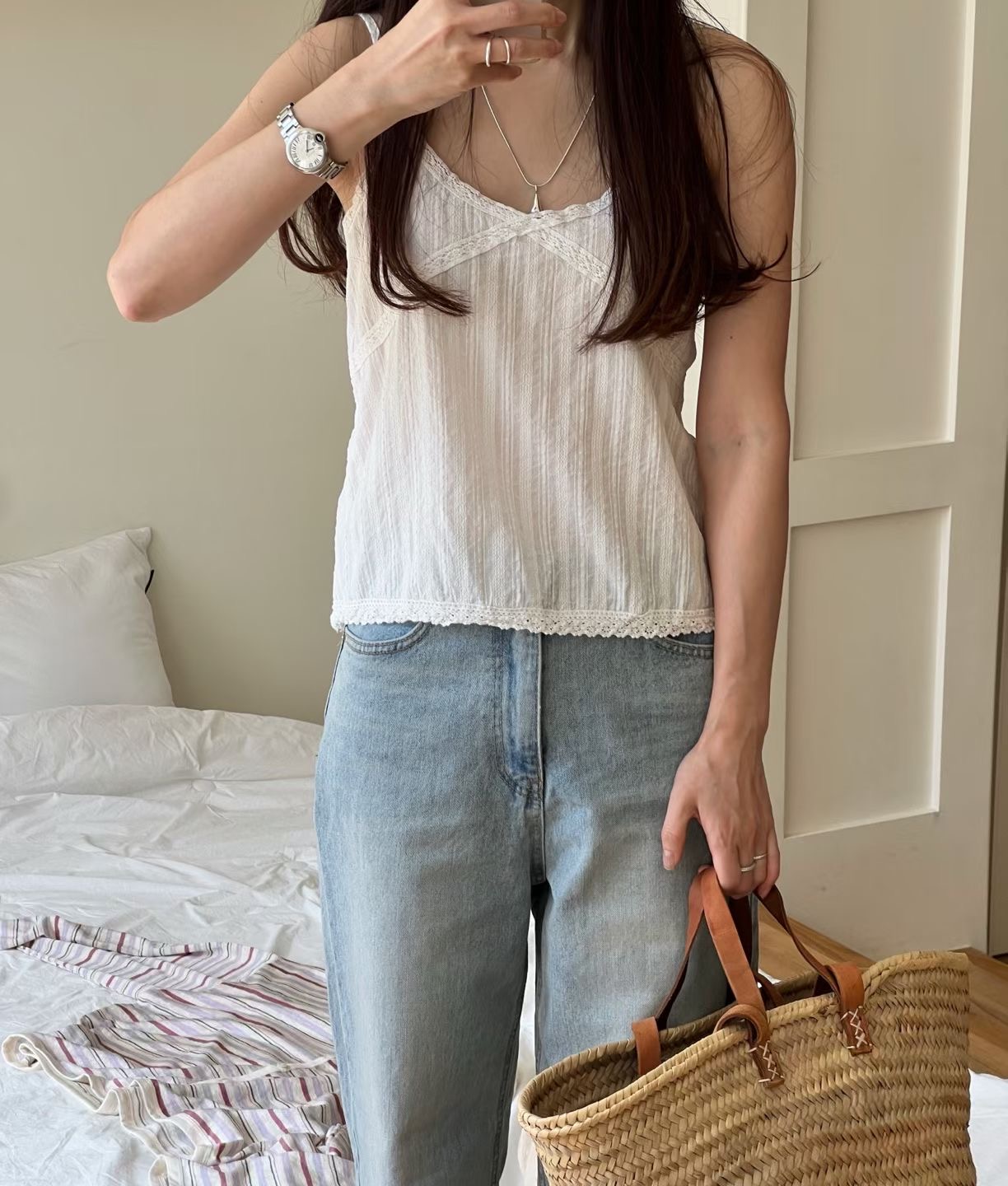 ARLOW東大門代購女裝新品推薦休閑熱賣26夏季吊帶背心蕾絲無袖ARLOW吊帶/背心