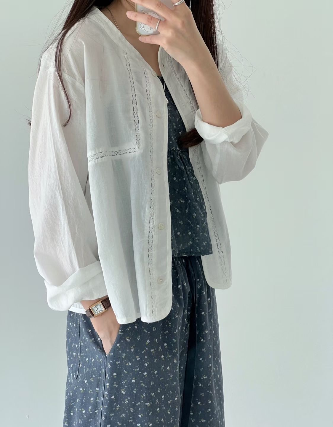 ARLOW東大門實拍女裝新款熱賣休閑推薦人氣時尚襯衫蕾絲衫ARLOW襯衫/蕾絲衫