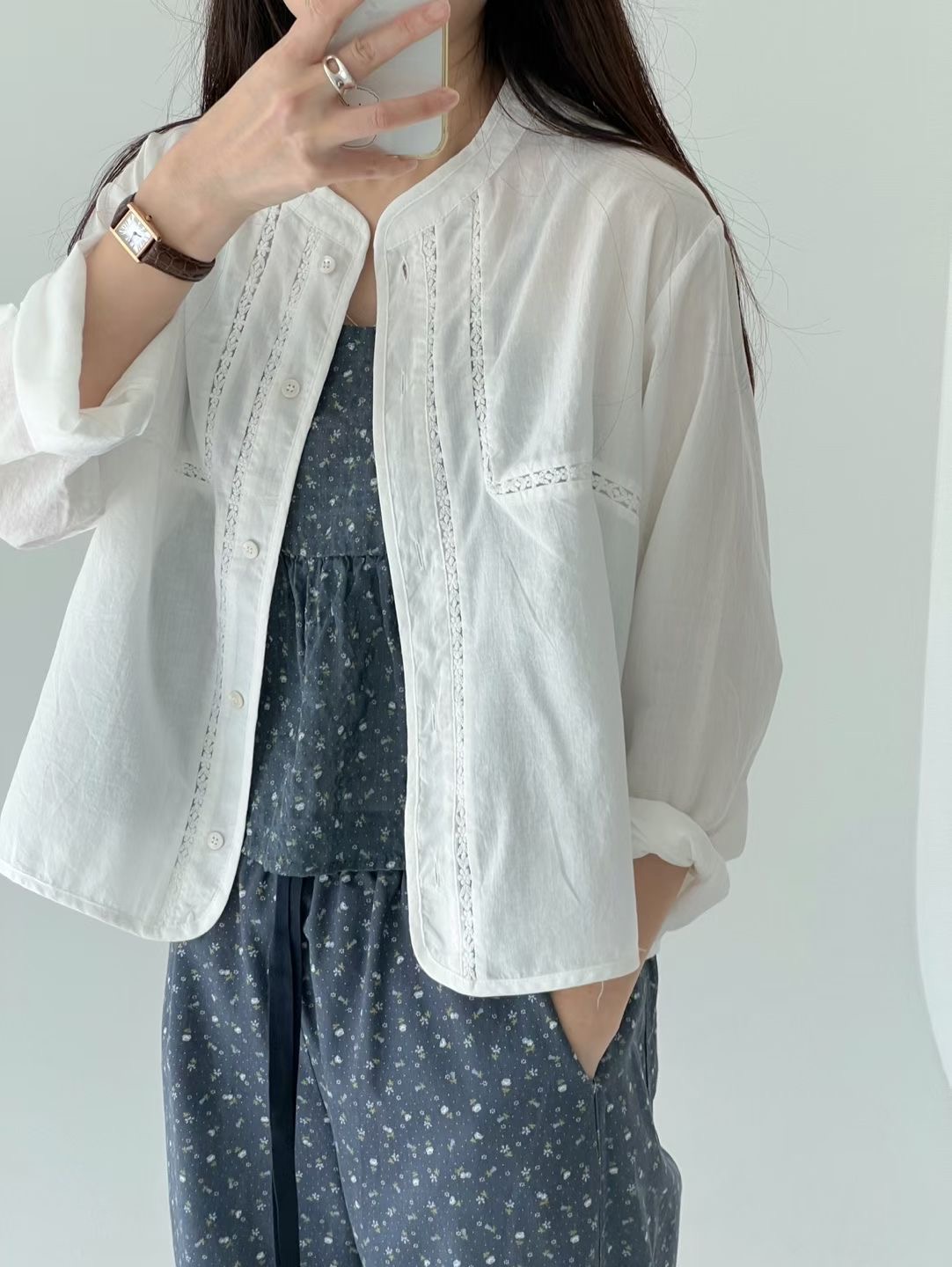 ARLOW東大門實拍女裝新款熱賣休閑推薦人氣時尚襯衫蕾絲衫ARLOW襯衫/蕾絲衫圖色1