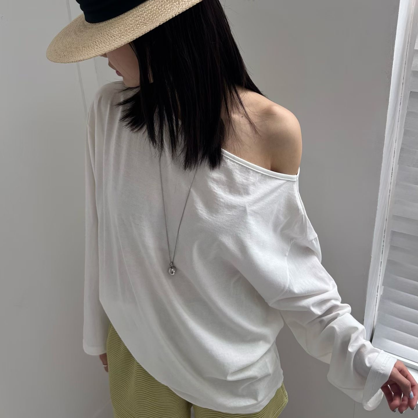 MINIMALGROUND/VIVAGLAM東大門代購女士新品時尚長袖T恤船領MINIMALGROUND/VIVAGLAM長袖T恤圖色2