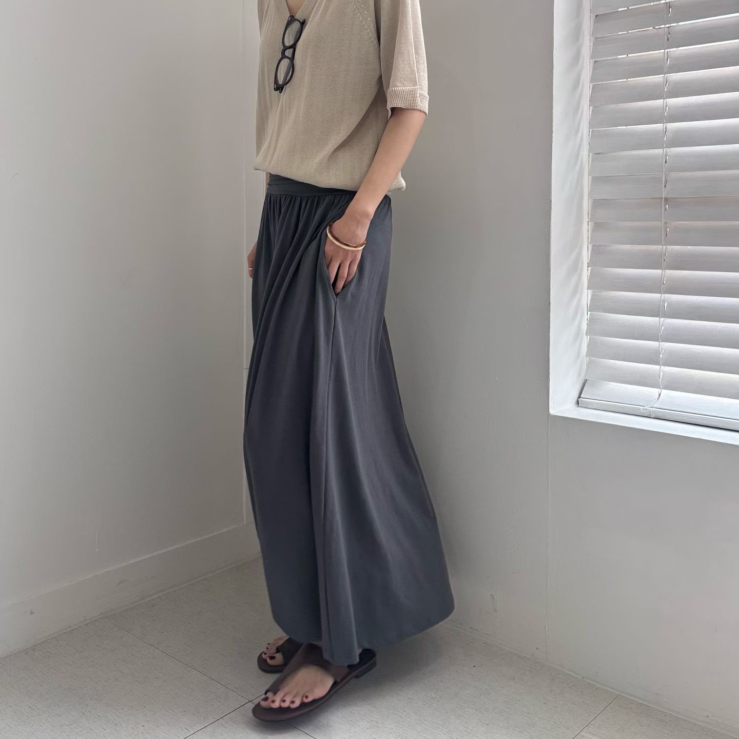 MINIMALGROUND/VIVAGLAM韓國代購女士新品推薦26夏季長裙MINIMALGROUND/VIVAGLAM長裙