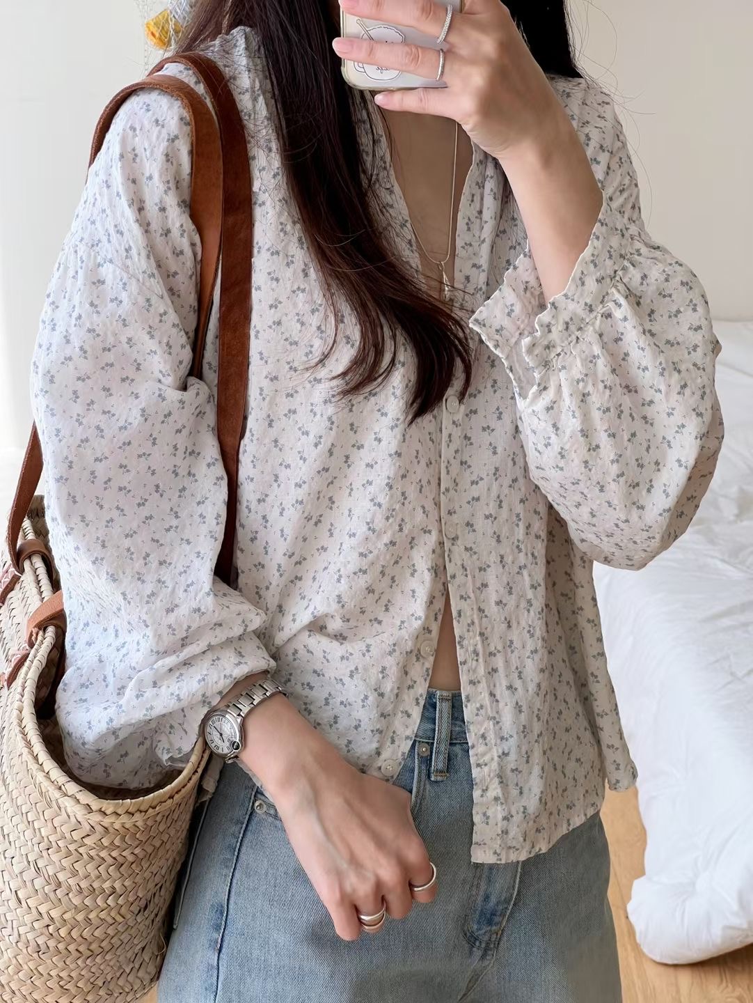 ARLOW東大門代購女裝新品人氣熱賣休閑真品襯衫蕾絲衫褶皺ARLOW襯衫/蕾絲衫