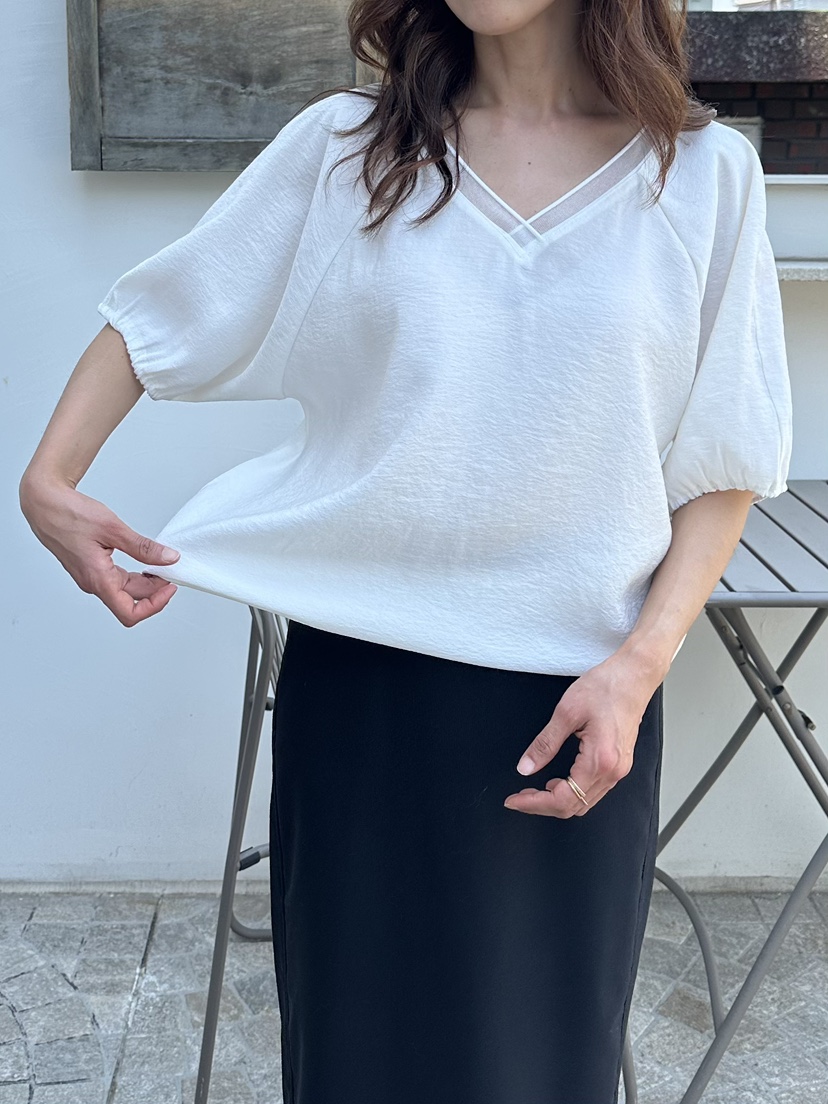 CLASSY-O韓國直郵女裝新款熱賣人氣26夏季襯衫蕾絲衫V領透明CLASSY-O襯衫/蕾絲衫