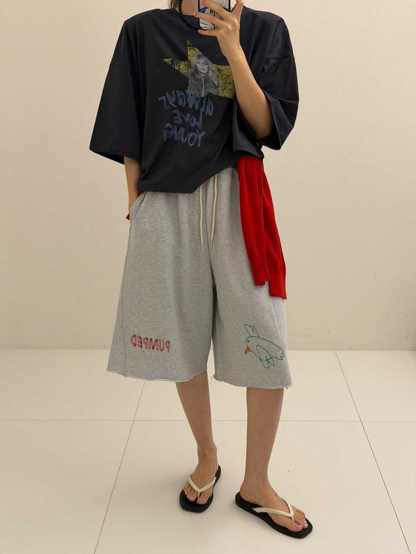 JUNI東大門代購女裝新品26夏季推薦時尚真品熱賣短褲刺繡my juni短褲