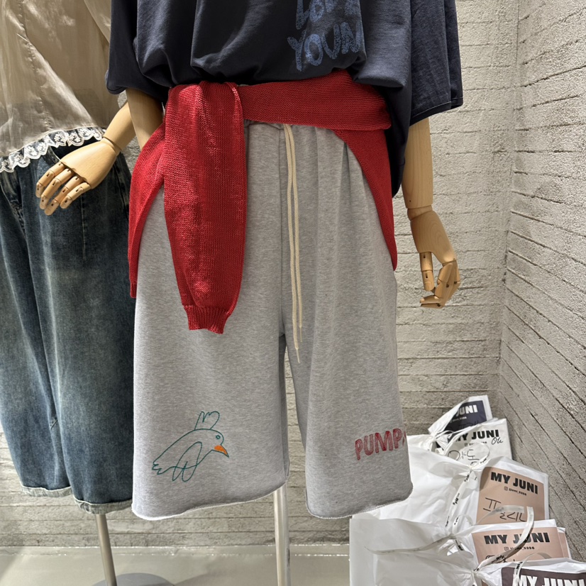 JUNI東大門代購女裝新品26夏季推薦時尚真品熱賣短褲刺繡my juni短褲圖色2