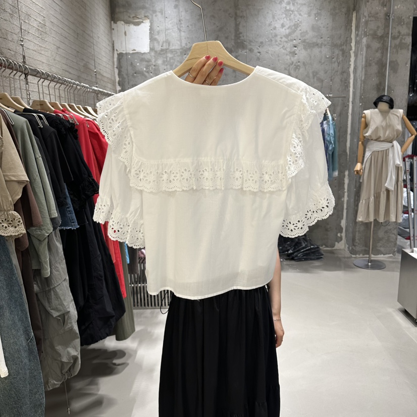 JUNI韓國代購女裝新品26夏季真品熱賣人氣推薦襯衫蕾絲衫my juni襯衫/蕾絲衫