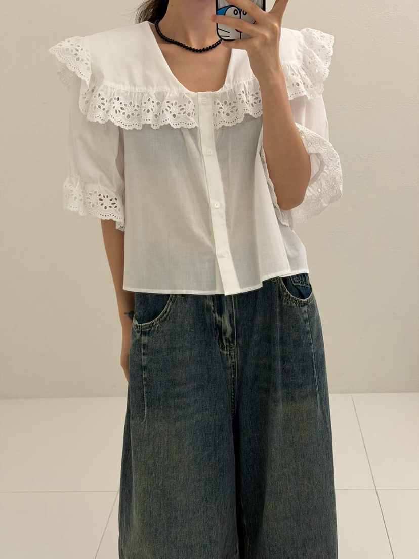 JUNI韓國代購女裝新品26夏季真品熱賣人氣推薦襯衫蕾絲衫my juni襯衫/蕾絲衫