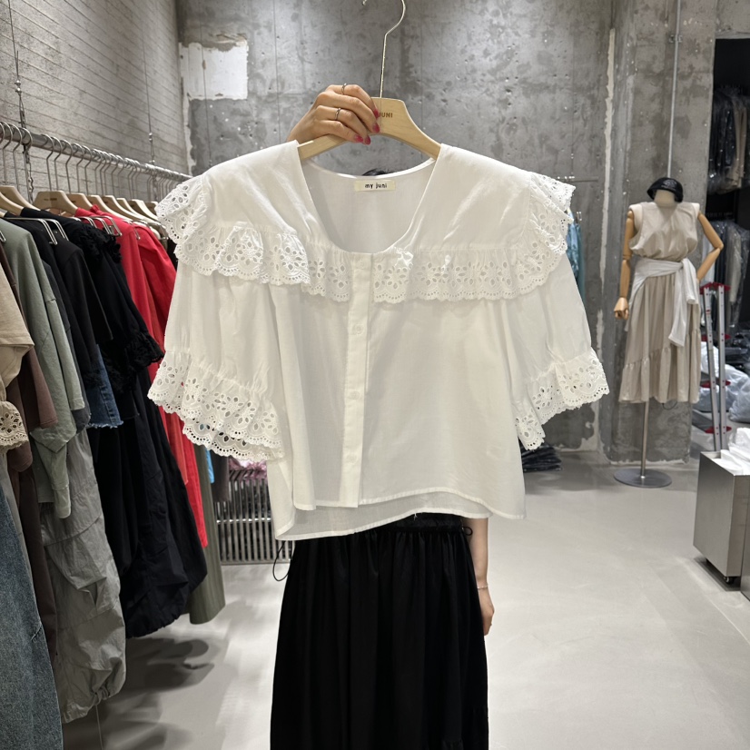 JUNI韓國代購女裝新品26夏季真品熱賣人氣推薦襯衫蕾絲衫my juni襯衫/蕾絲衫圖色1