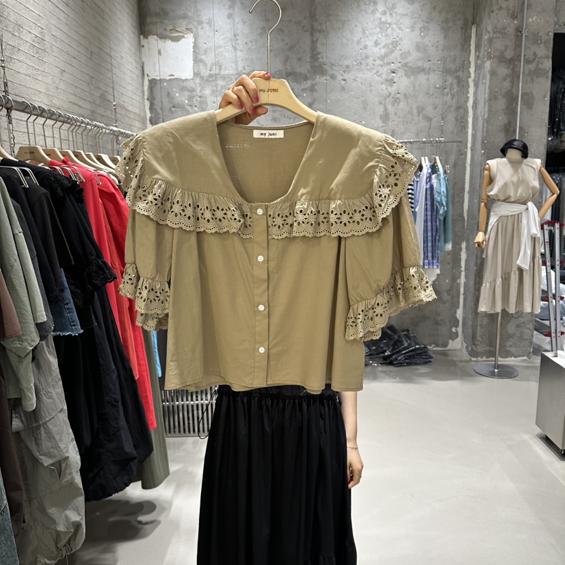 JUNI韓國代購女裝新品26夏季真品熱賣人氣推薦襯衫蕾絲衫my juni襯衫/蕾絲衫圖色2
