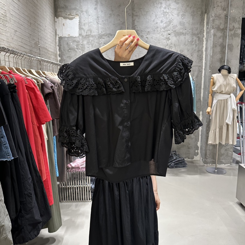 JUNI韓國代購女裝新品26夏季真品熱賣人氣推薦襯衫蕾絲衫my juni襯衫/蕾絲衫圖色3