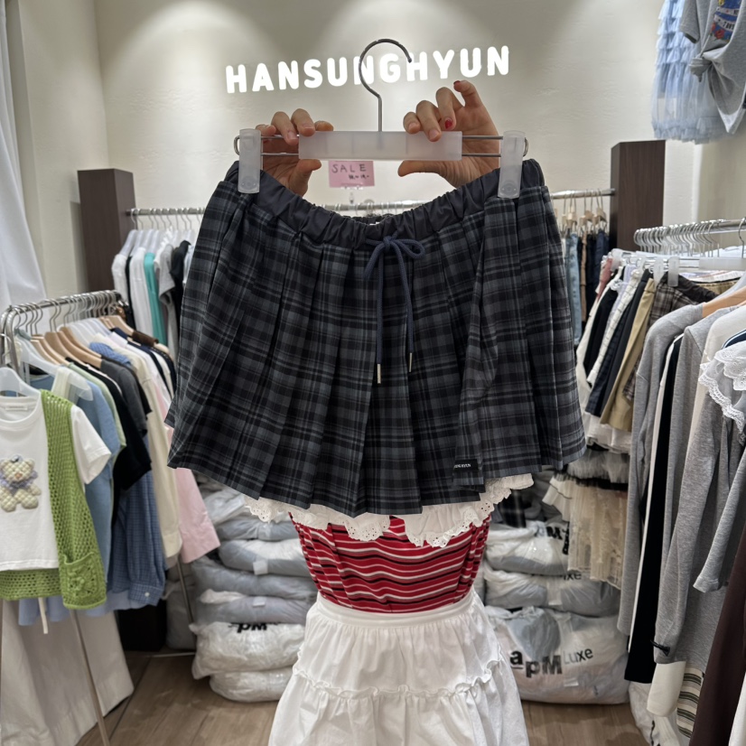HANSUNGHYUN韓國代購女裝新品時尚熱賣真品26夏季裙褲格子HANSUNGHYUN裙褲圖色2