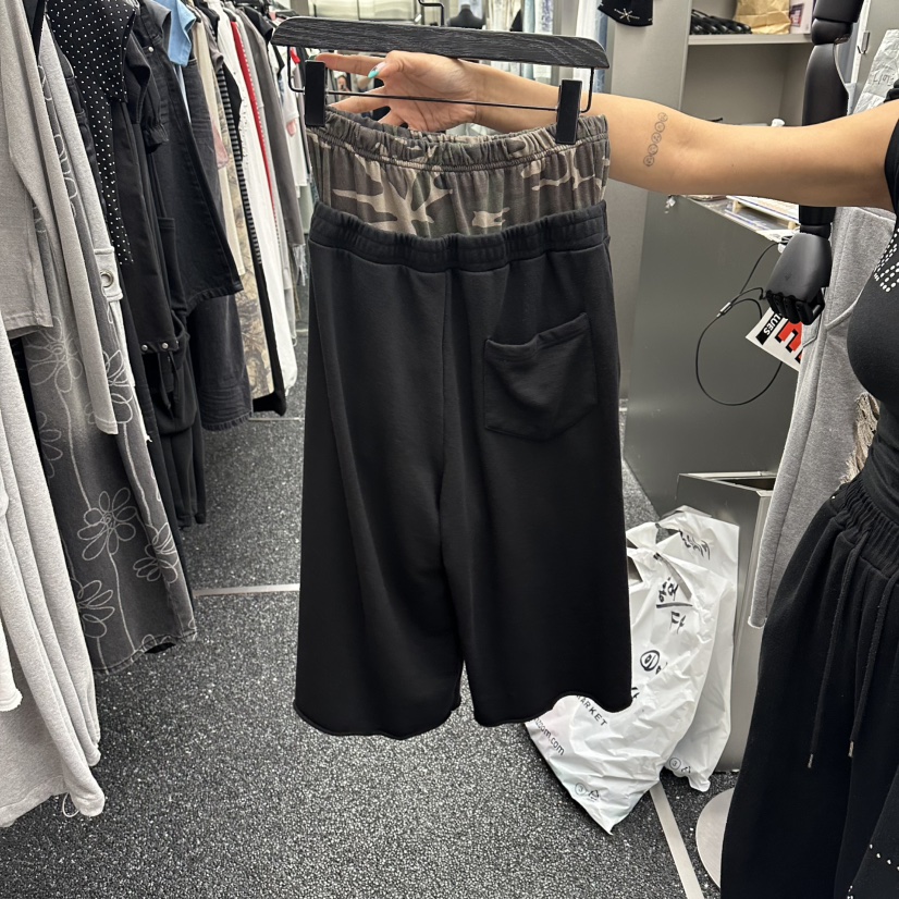 NUEUN東大門實拍女士新品時尚人氣推薦真品休閑褲七分褲迷彩NUEUN/SEEOT休閑褲