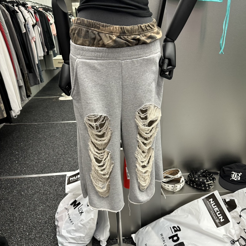 NUEUN東大門實拍女士新品時尚人氣推薦真品休閑褲七分褲迷彩NUEUN/SEEOT休閑褲圖色1