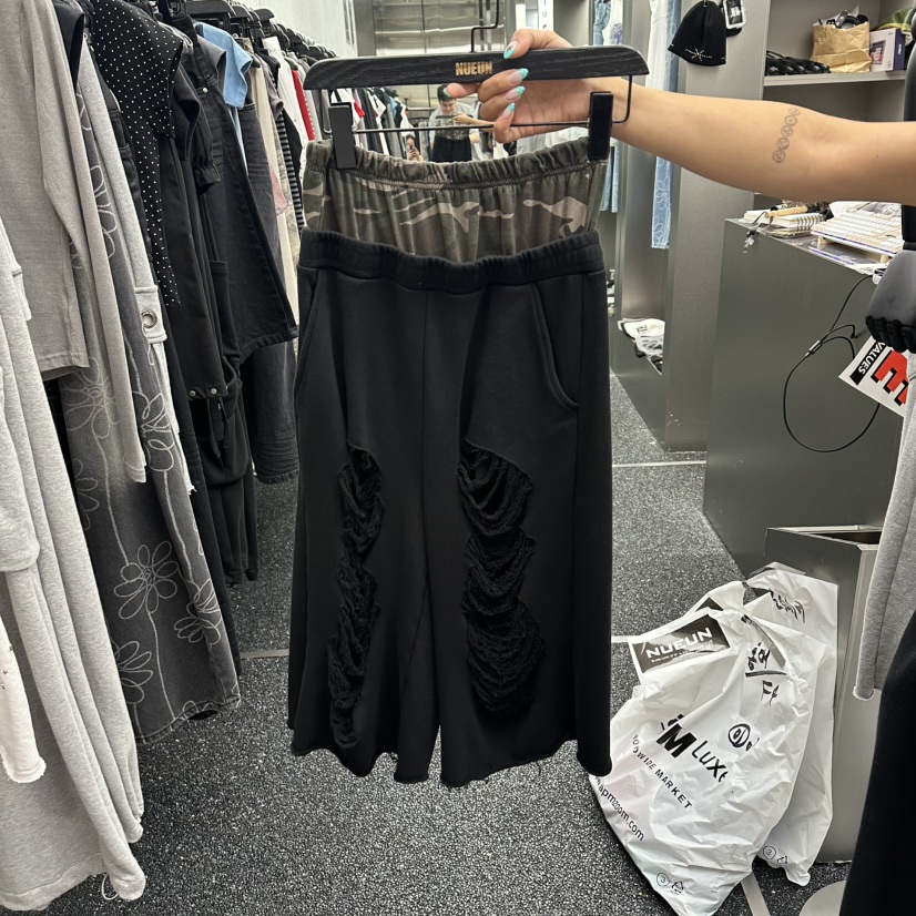 NUEUN東大門實拍女士新品時尚人氣推薦真品休閑褲七分褲迷彩NUEUN/SEEOT休閑褲圖色2