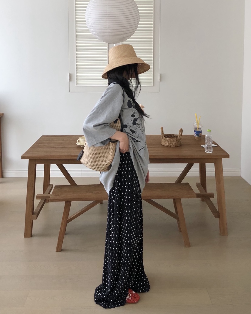 OKIE東大門實拍女士新款人氣時尚休閑熱賣休閑褲闊腿褲褶裥OKIE休閑褲