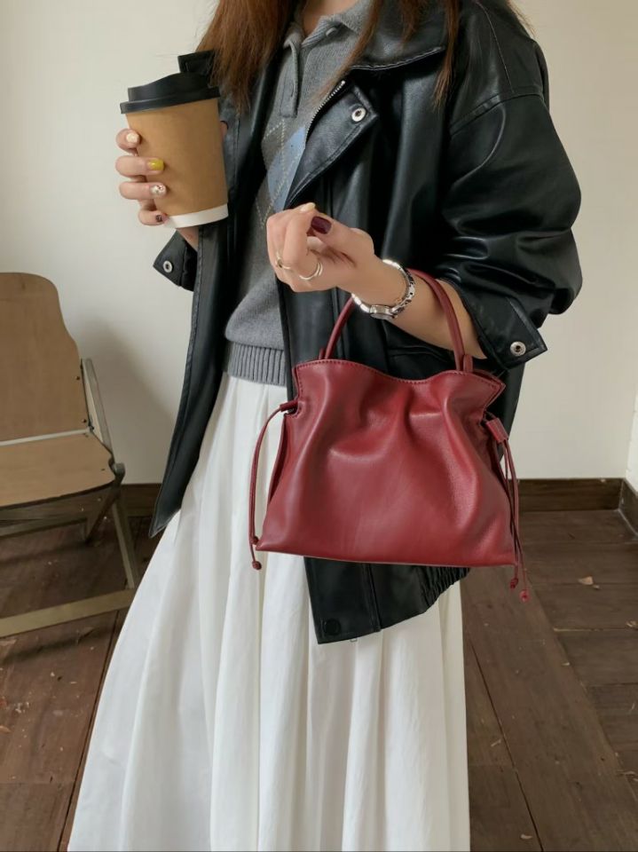 TROUVAILLE東大門直郵女士新款真品人氣時尚單肩斜跨包牛皮TROUVAILLE單肩/斜跨包圖色2