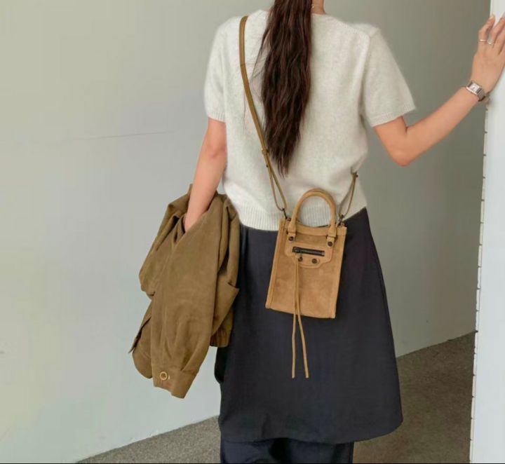 TROUVAILLE東大門直郵女士新品時尚真品單肩斜跨包牛皮絨TROUVAILLE單肩/斜跨包