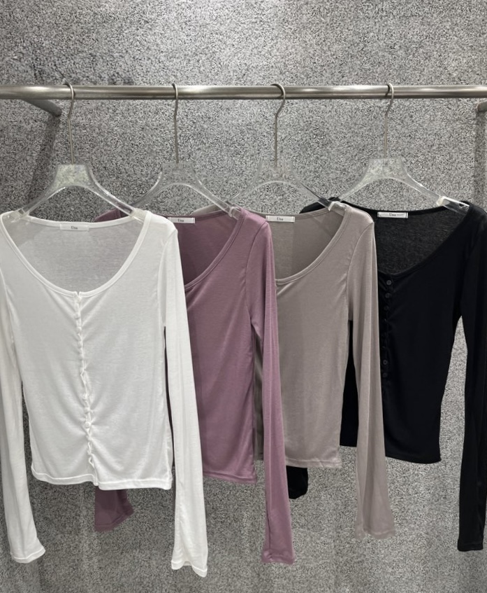 UNA/THE MAY韓國代購女裝新品26夏季長袖T恤天絲雙面開衫THEMAY/UNA長袖T恤圖色4左四色