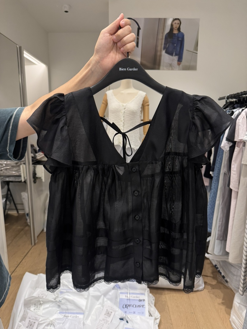 BIEN GARDER東大門直郵女裝新品時尚休閑襯衫蕾絲衫褶皺BIEN GARDER襯衫/蕾絲衫圖色2