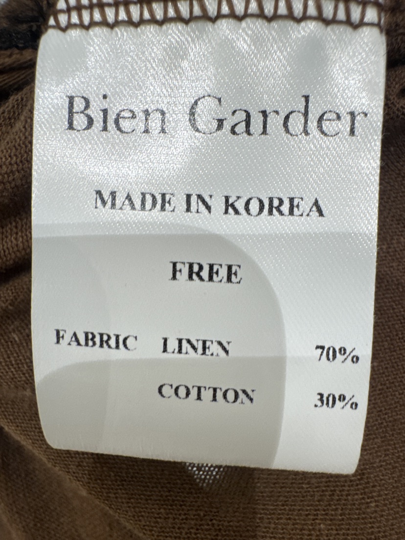BIEN GARDER韓國代購女士新款真品熱賣T恤Sale亞麻布褶皺BIEN GARDERT恤