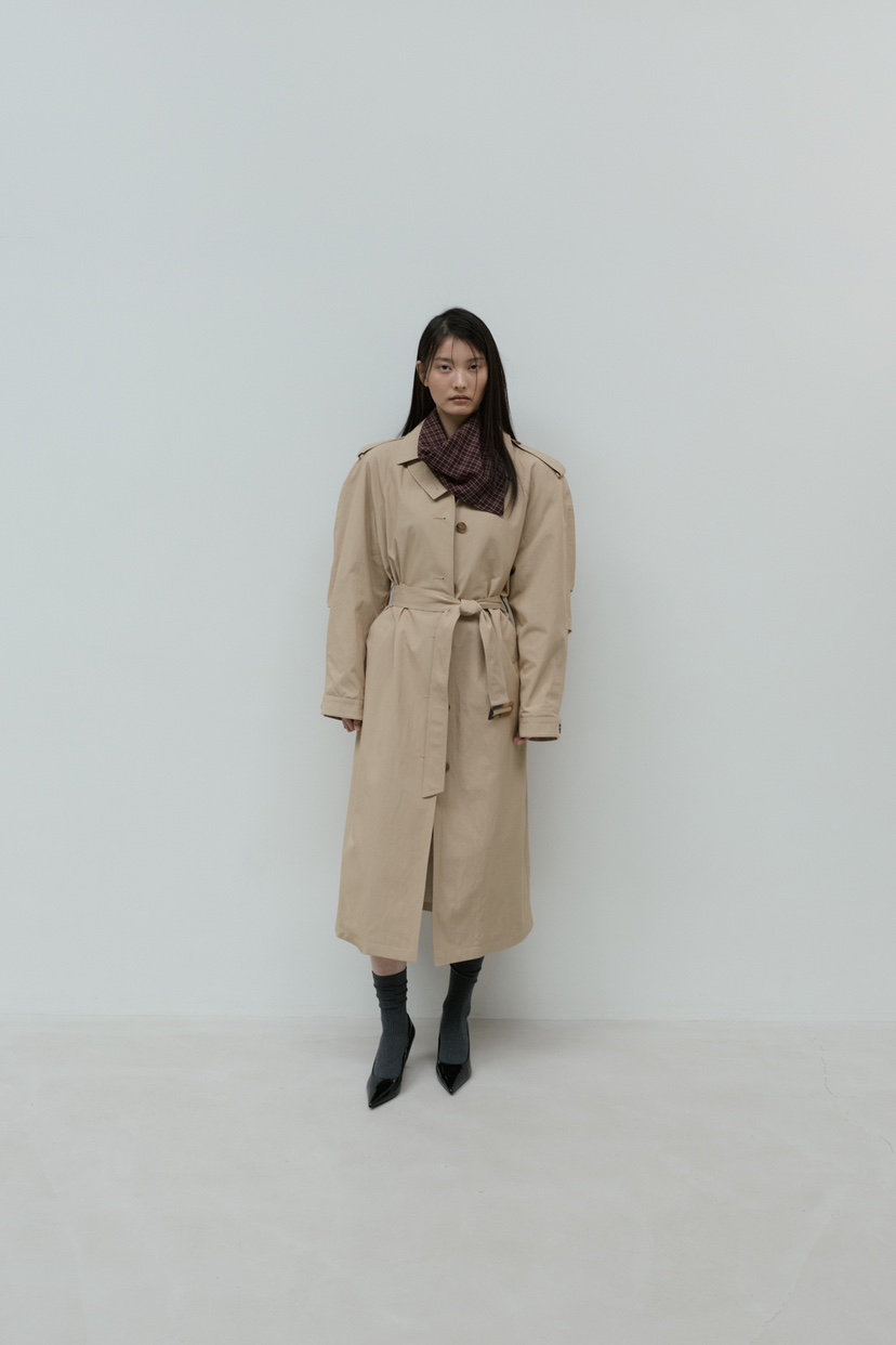 STAGE東大門直郵女裝新品時尚真品推薦休閑長款風衣含腰帶STAGE長款風衣