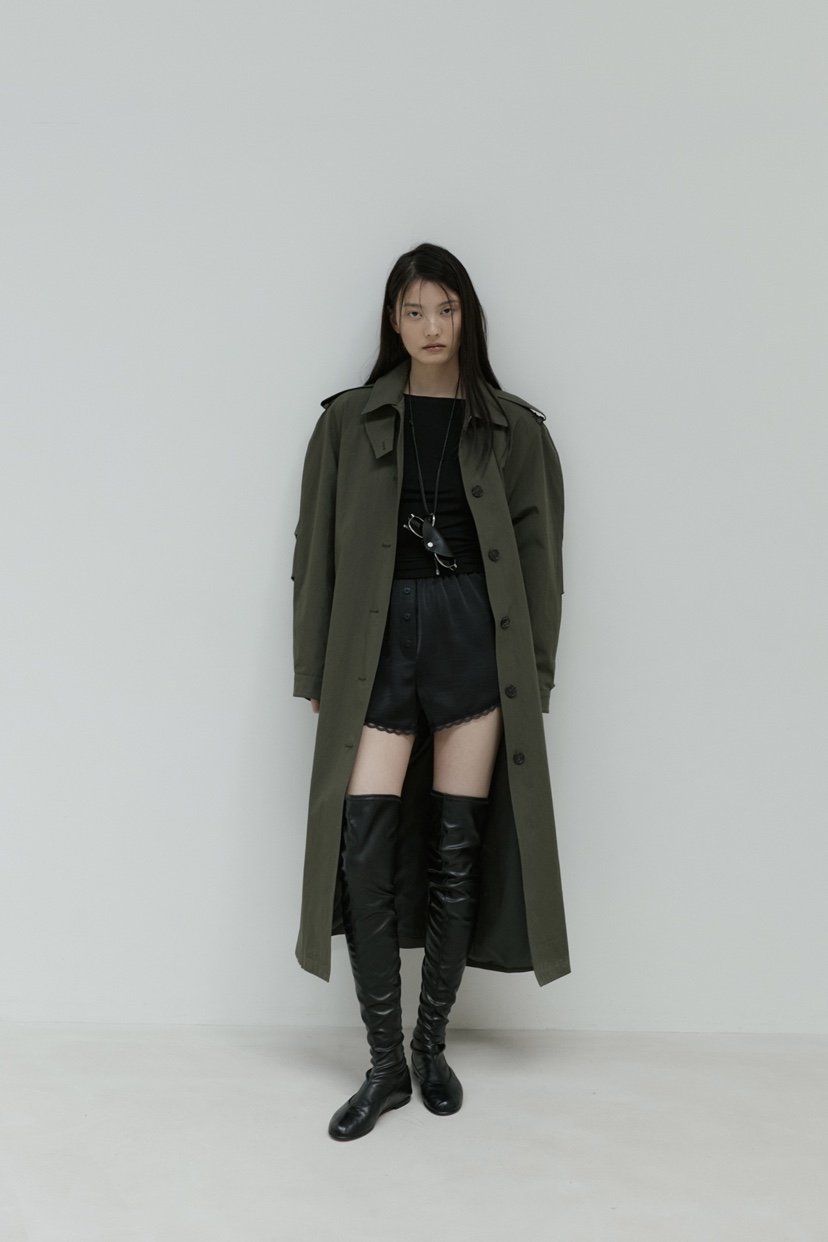 STAGE東大門直郵女裝新品時尚真品推薦休閑長款風衣含腰帶STAGE長款風衣