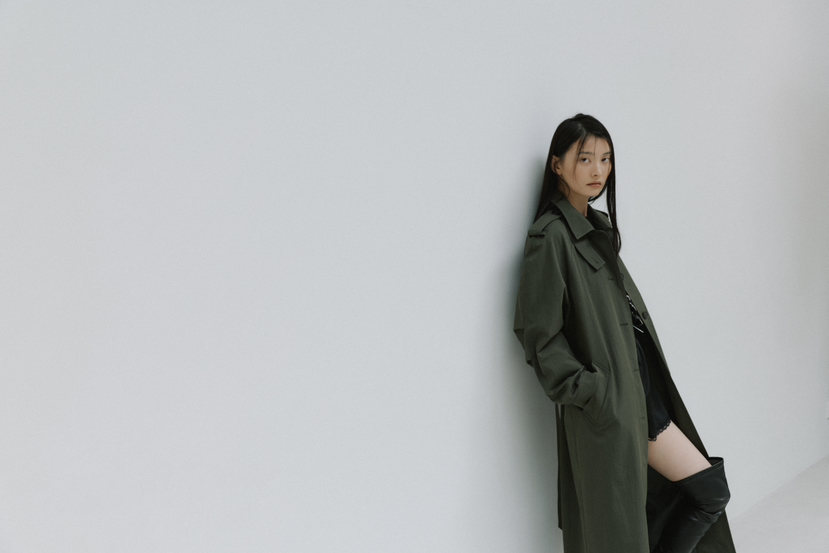 STAGE東大門直郵女裝新品時尚真品推薦休閑長款風衣含腰帶STAGE長款風衣
