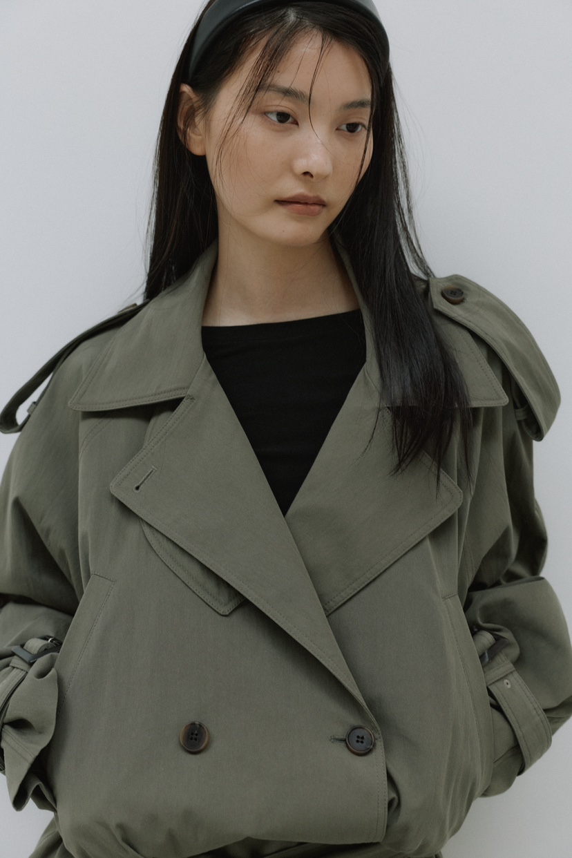 STAGE韓國直郵女士新品熱賣人氣推薦真品休閑長款風衣含腰帶STAGE長款風衣