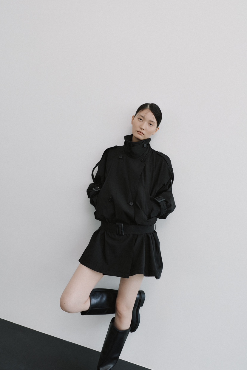 STAGE韓國直郵女士新品熱賣人氣推薦真品休閑長款風衣含腰帶STAGE長款風衣