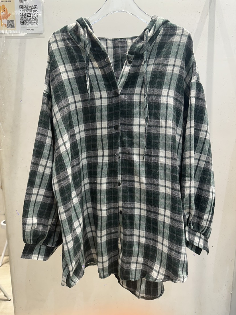 MONGDDANG東大門代購女士新款真品熱賣襯衫蕾絲衫法蘭絨連帽MONGDDANG襯衫/蕾絲衫圖色2綠色